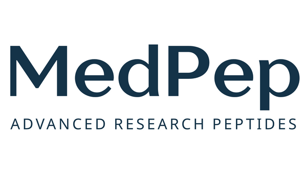 MedPep logo for advanced research peptides on a white background